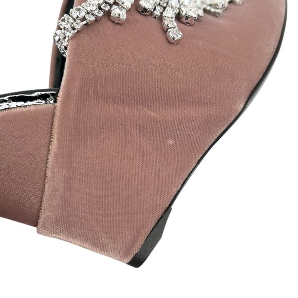 NWOB Giuseppe Zanotti Deva Punk Velvet Crystal Embellished Wedge Heels - Picture 15 of 15